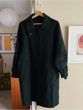 Dark Green Women's Wool Coat - Classic Collared Overcoat